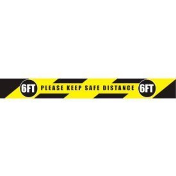 Ergomat Please Keep Safe Distance Floor Strip, Rectangle, Vinyl Adhesive, 3 x 36 DSV-STRIP 108-SD-A